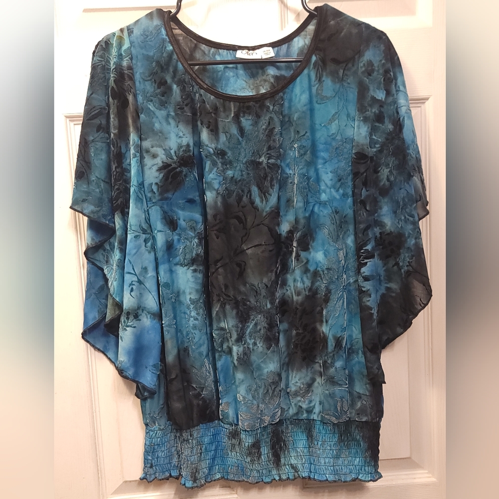 Cato Soft Velour Ruffle Sleeve Blouse Size 14/16W